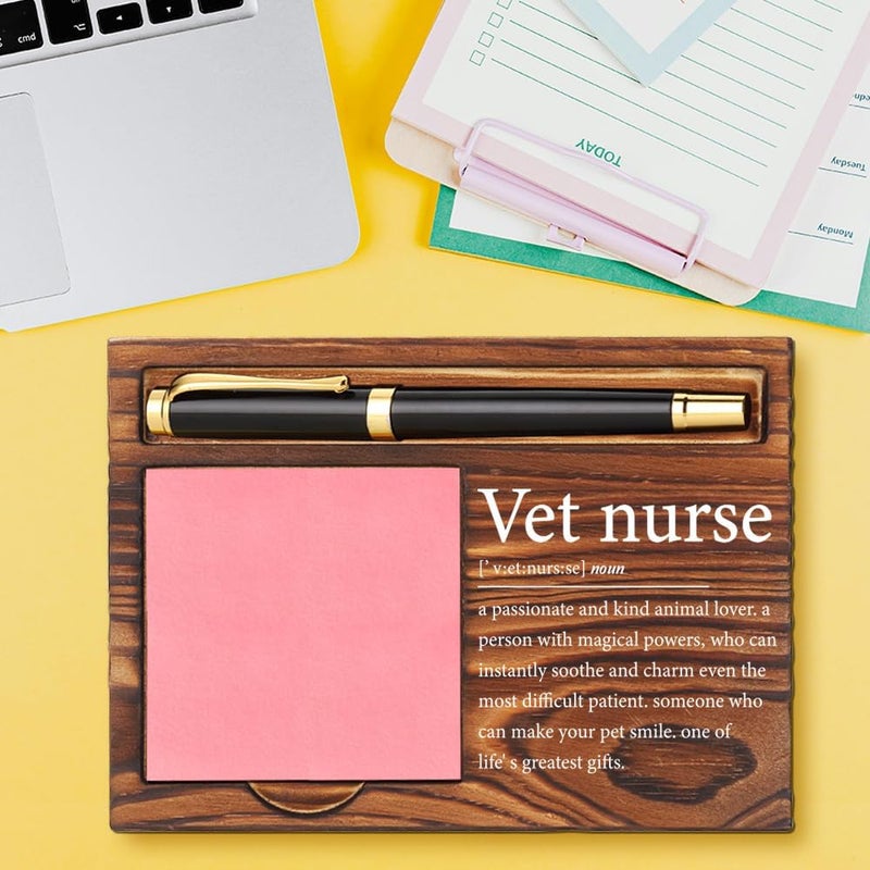 CWGOTC Vet Nurse Gifts for Women, Wooden Sticky Note Pad Holder Desk Decor, Veterinary Nurse Appreciation Gifts, Vet Tech Graduation Birthday Gifts, Animal Clinic Office Gift for Her YCB62 - Image 2